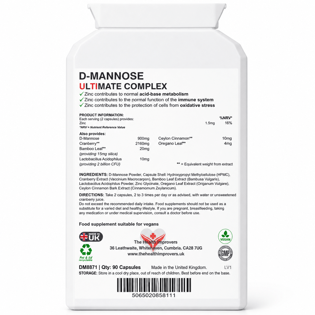 D-Mannose back label with supplement facts