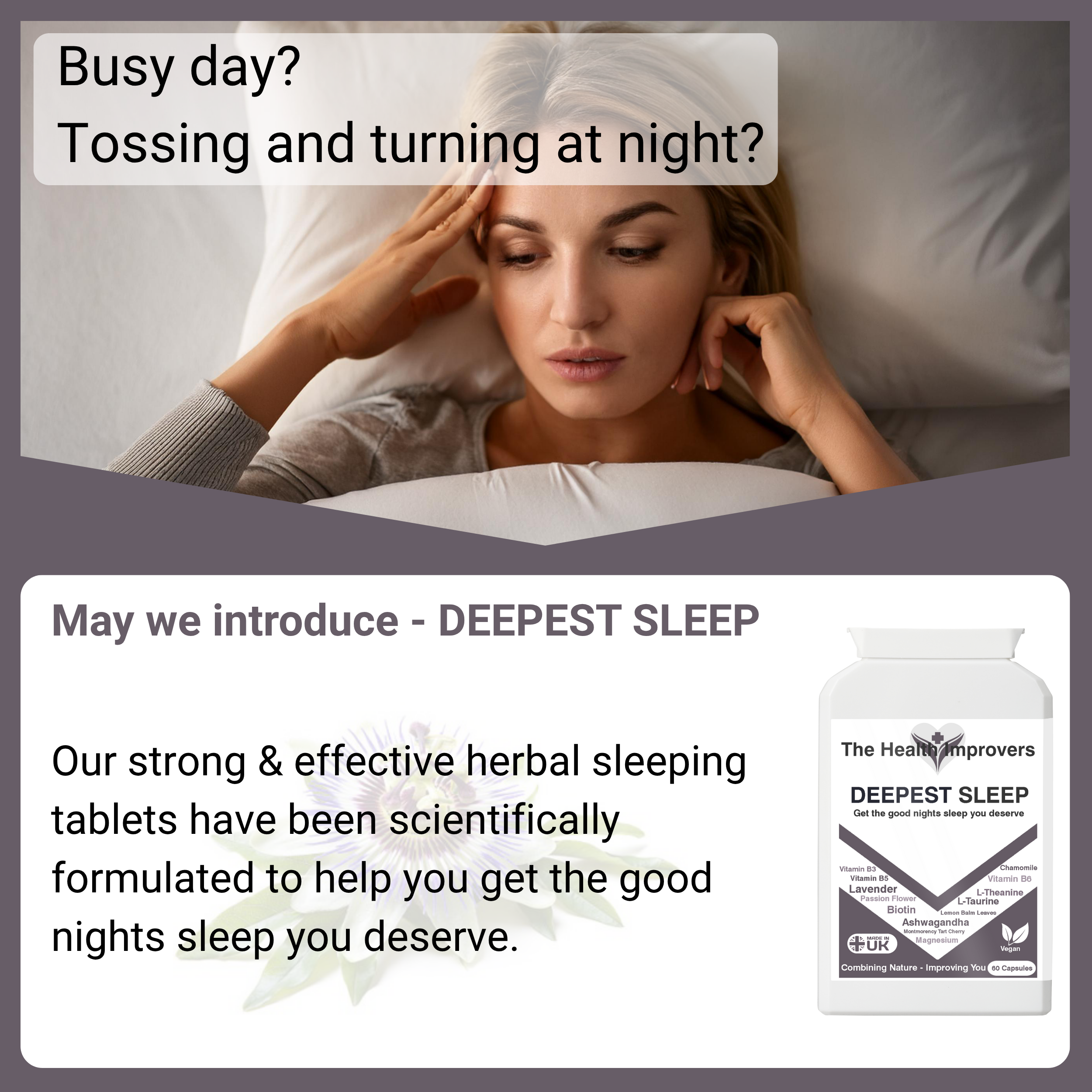 Strong & Effective Night Time Supplement with Magnesium | Vegan | UK Made The Health Improvers