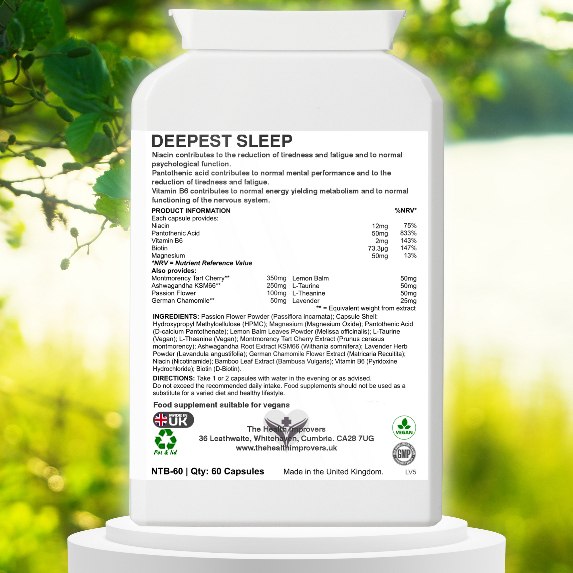 Strong & Effective Night Time Supplement with Magnesium | Vegan | UK Made The Health Improvers