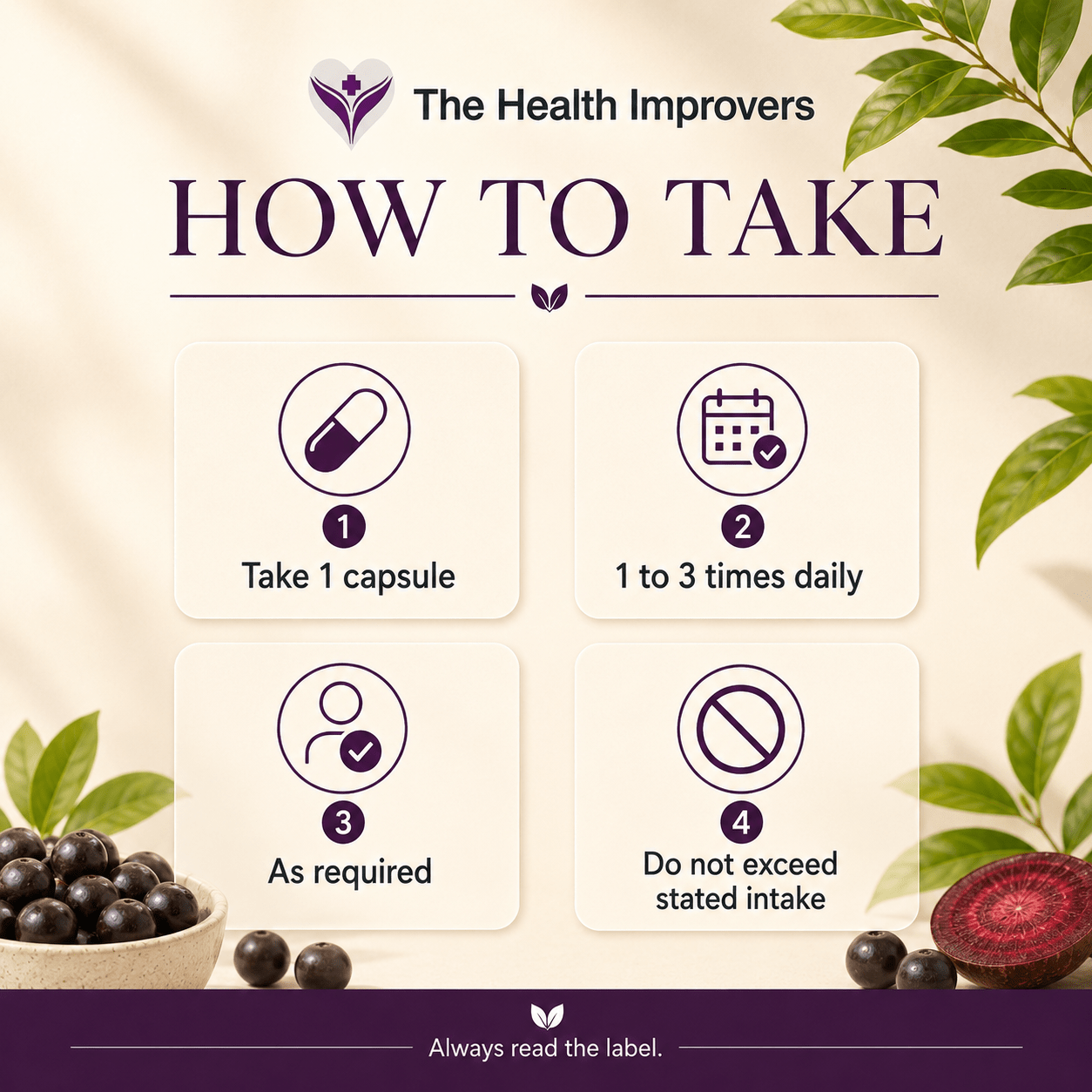 How to take Acai Berry Complex capsules daily with water
