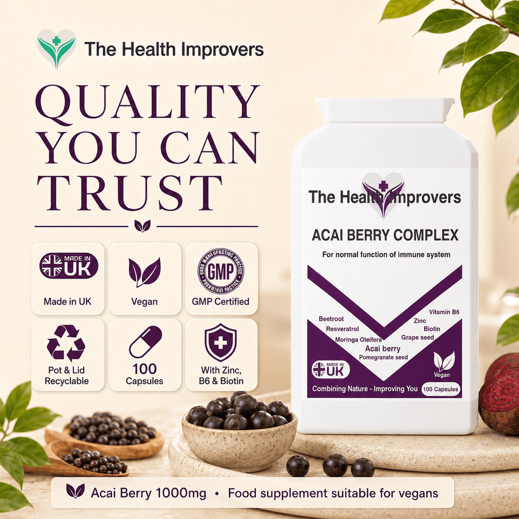 Acai Berry Complex quality standards, UK made, vegan and GMP certified