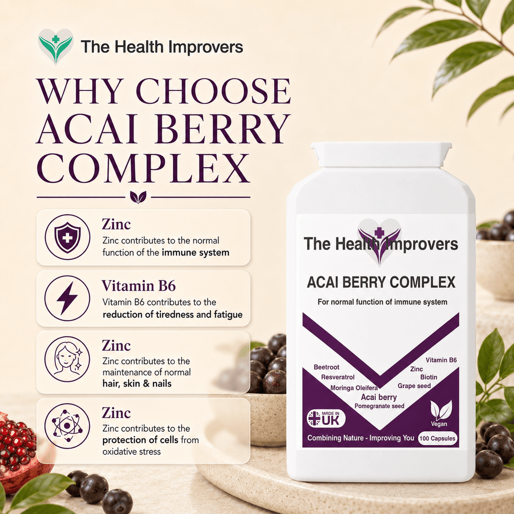 Why choose Acai Berry Complex, with zinc and vitamin B6 for normal function of the immune system, plus acai berry and botanicals