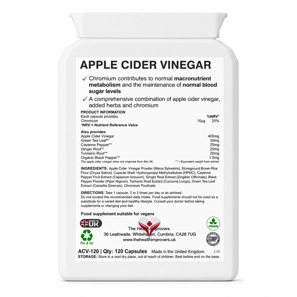 Apple Cider Vinegar Complex supplement facts and ingredients panel