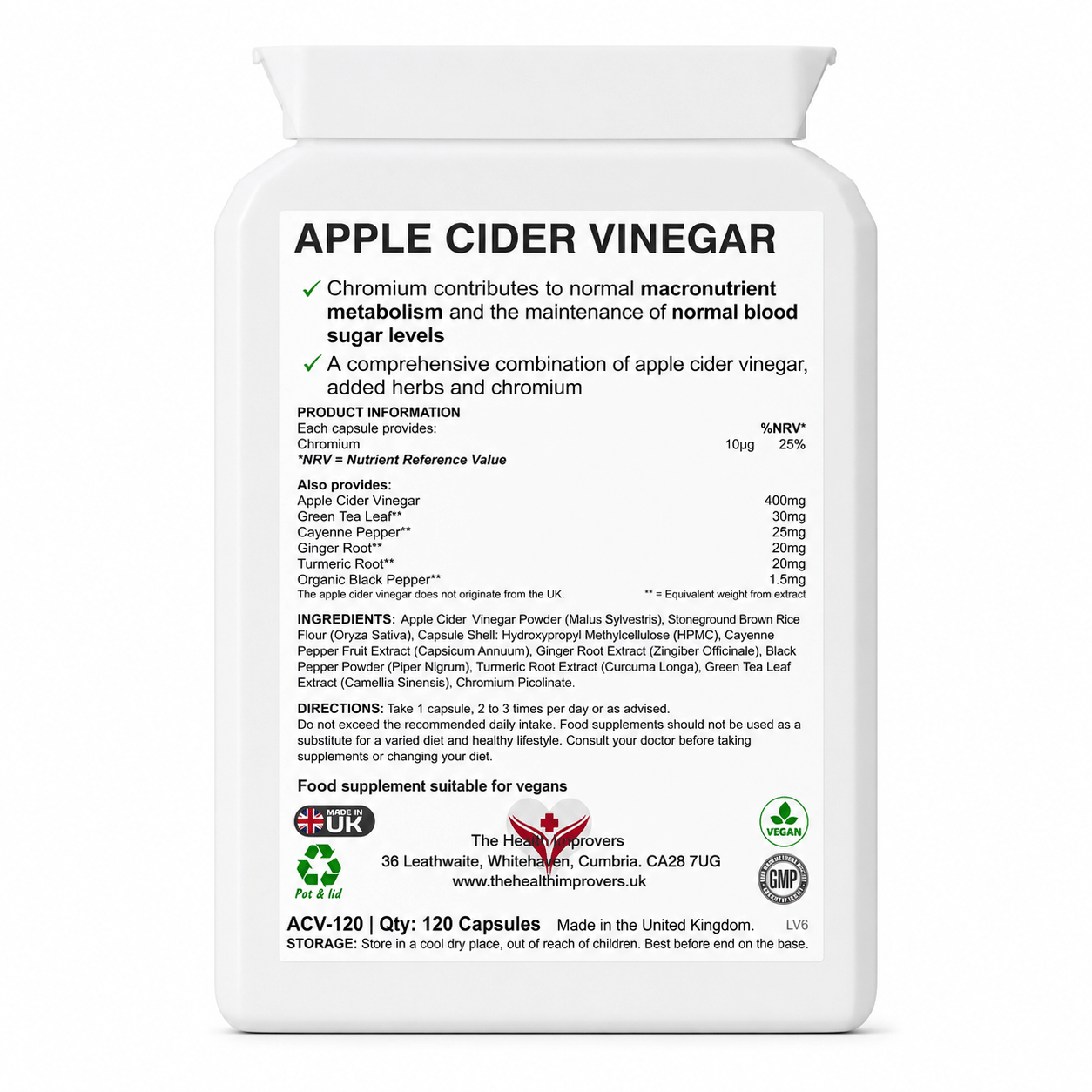 Apple Cider Vinegar Complex supplement facts and ingredients panel