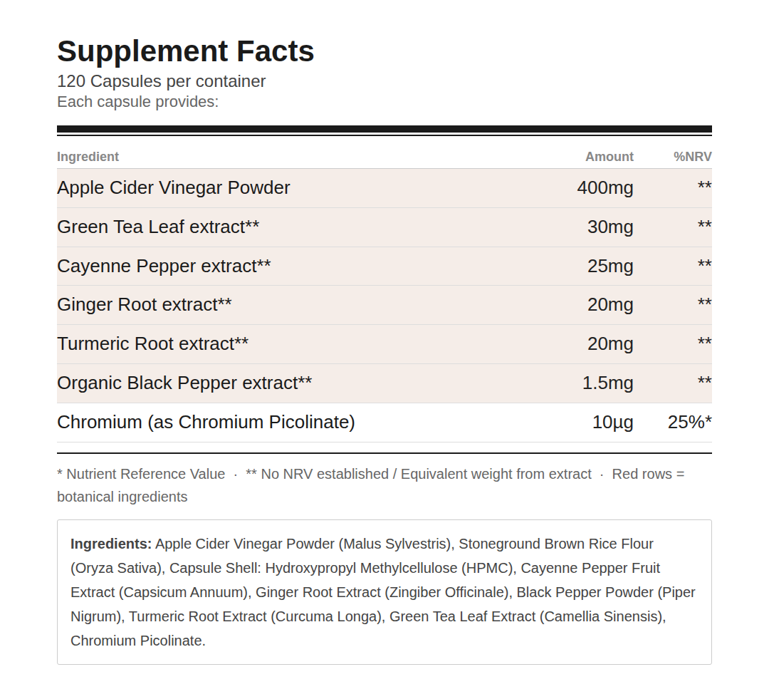 Apple Cider Vinegar Complex - front of bottle - UK made vegan supplement