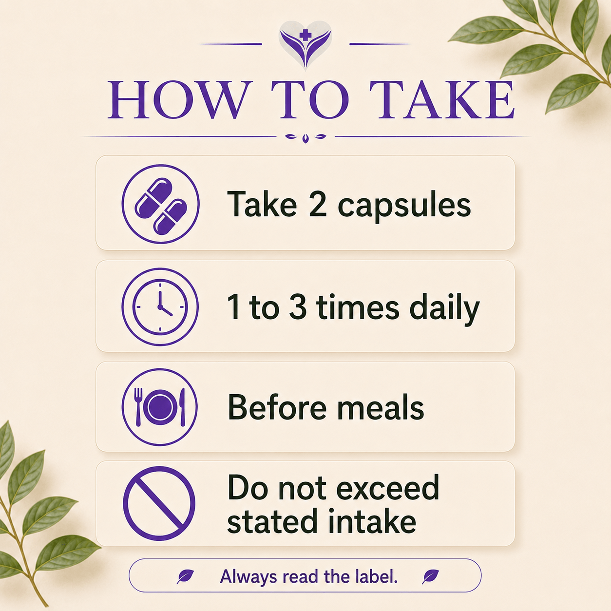 How to take Aqualibrium, two capsules before meals, one to three times daily