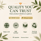 Ashwagandha Complex quality standards, UK made, vegan and GMP certified