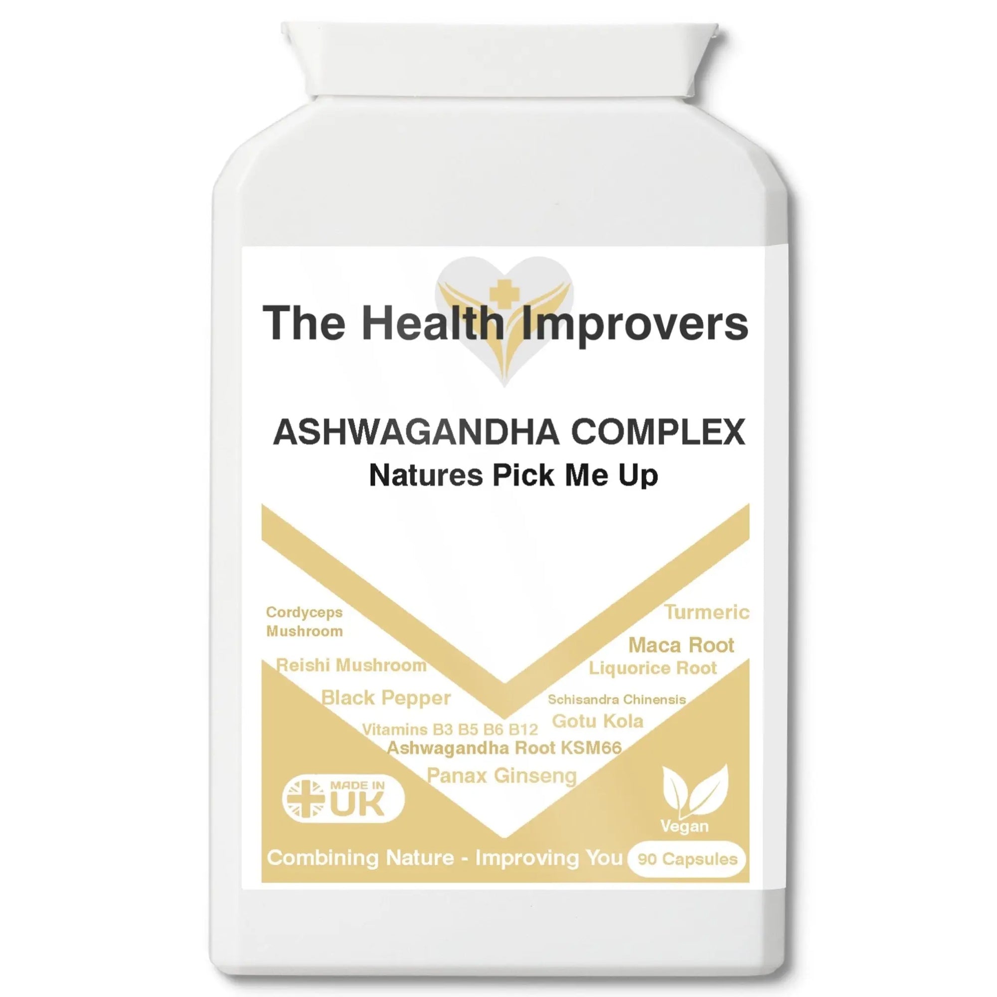 Ashwagandha Root KSM66 Capsules - Reduced Stress Anxiety Fatigue Supplements - The Health Improvers