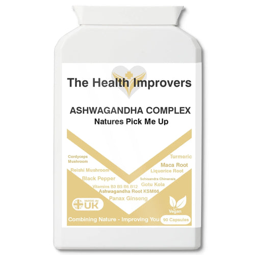 Ashwagandha Root KSM66 Capsules - Reduced Stress Anxiety Fatigue Supplements - The Health Improvers