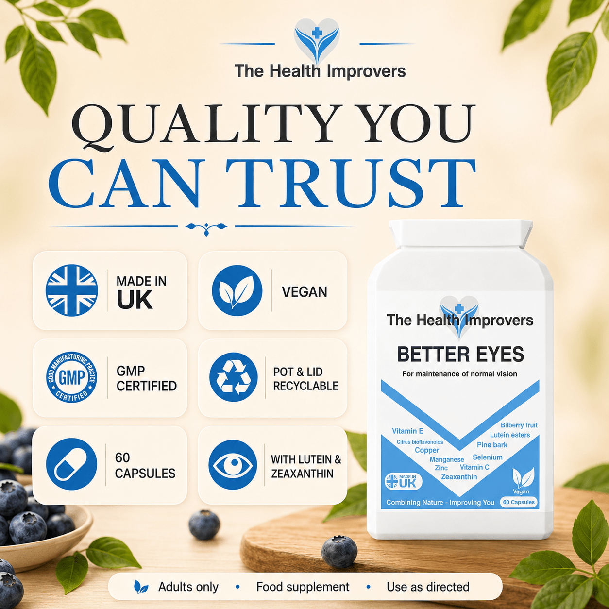 Better Eyes Complex quality standards, UK made, vegan and GMP certified