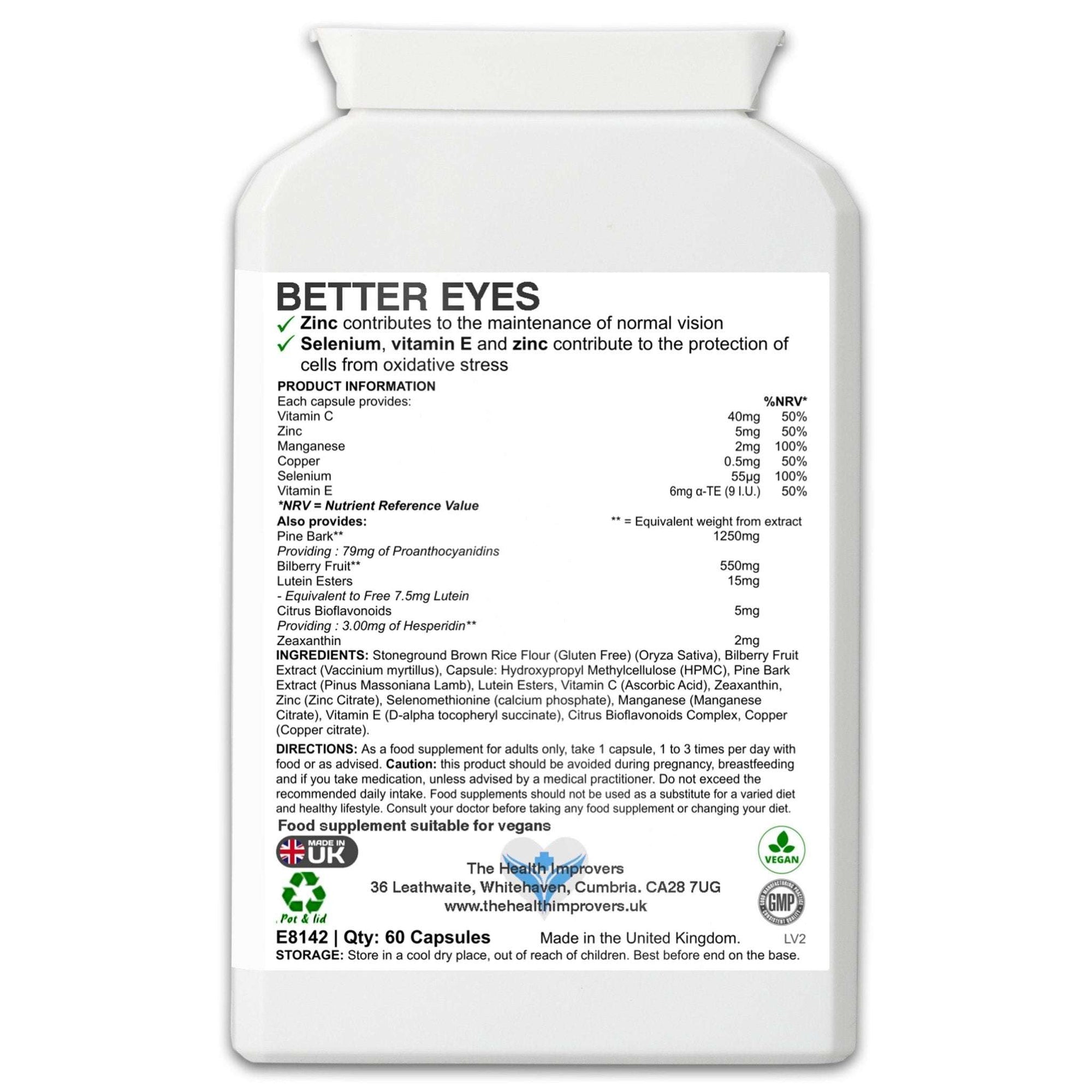 Better Eyes Supplement for Normal Vision | Vegan | - The Health Improvers