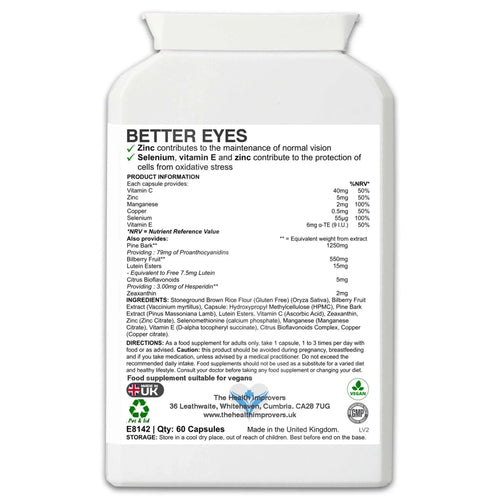 Better Eyes Complex | Eye Health Supplement | Support Vision, Screen Fatigue, Macular Health - The Health Improvers