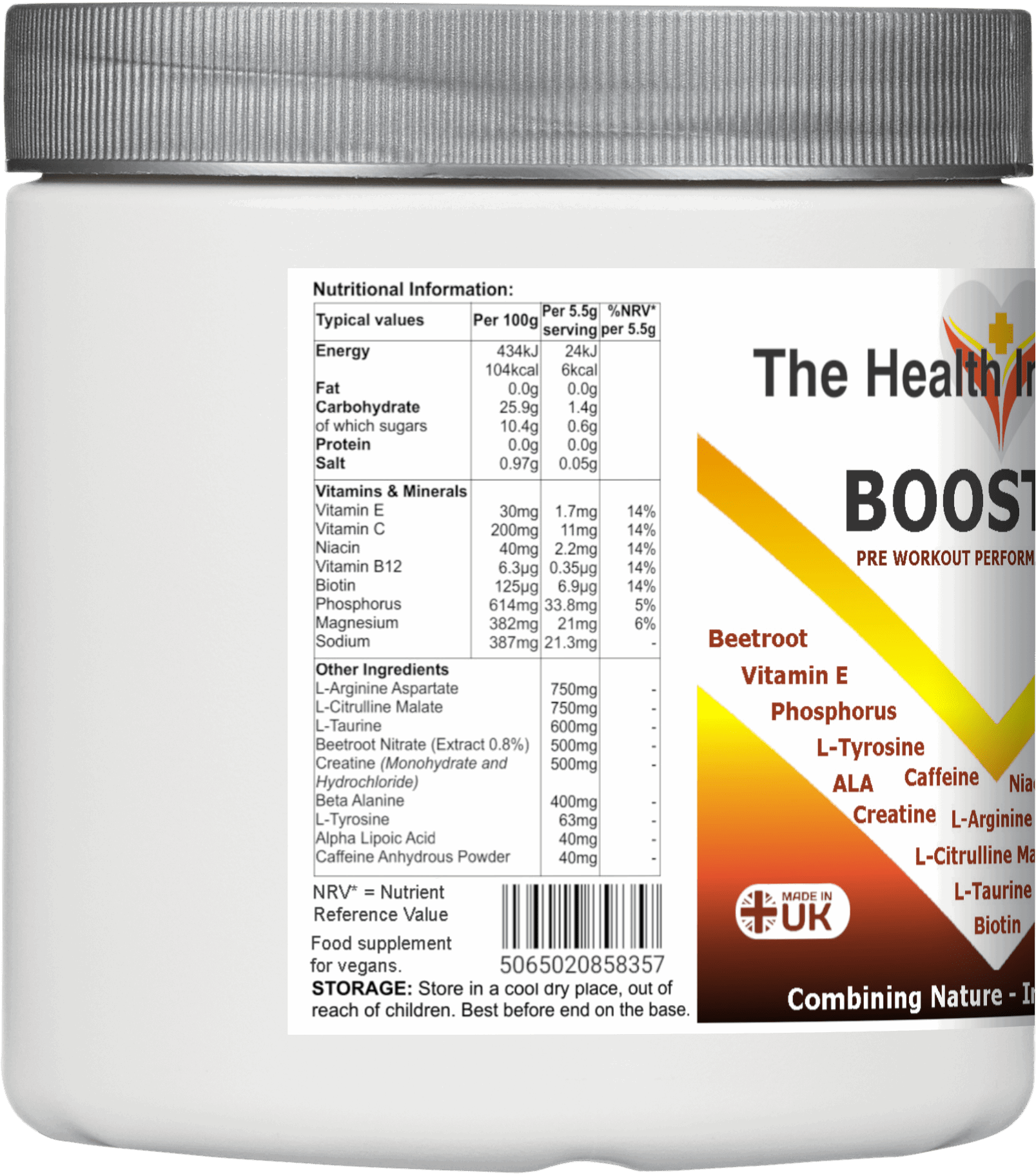 Boosted Pre - Workout Performance Drink | Energy | Focus | Strength | Endurance - The Health Improvers