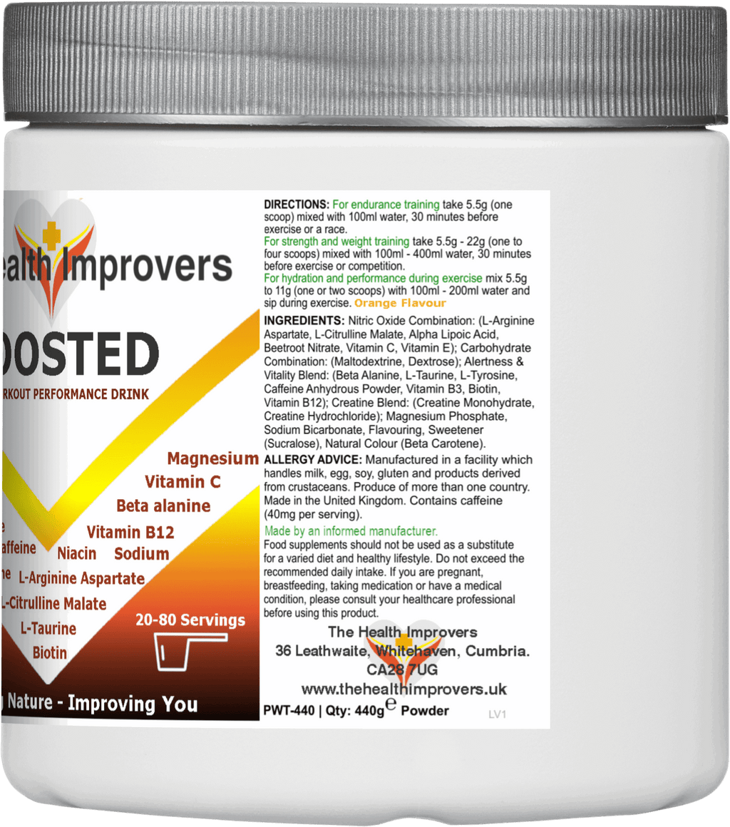 Boosted Pre - Workout Performance Drink | Energy | Focus | Strength | Endurance - The Health Improvers