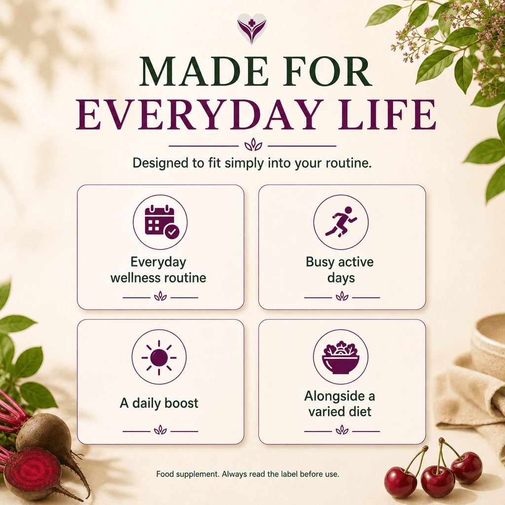 Cherry & Beetroot Complex made for everyday life, active days and daily wellness