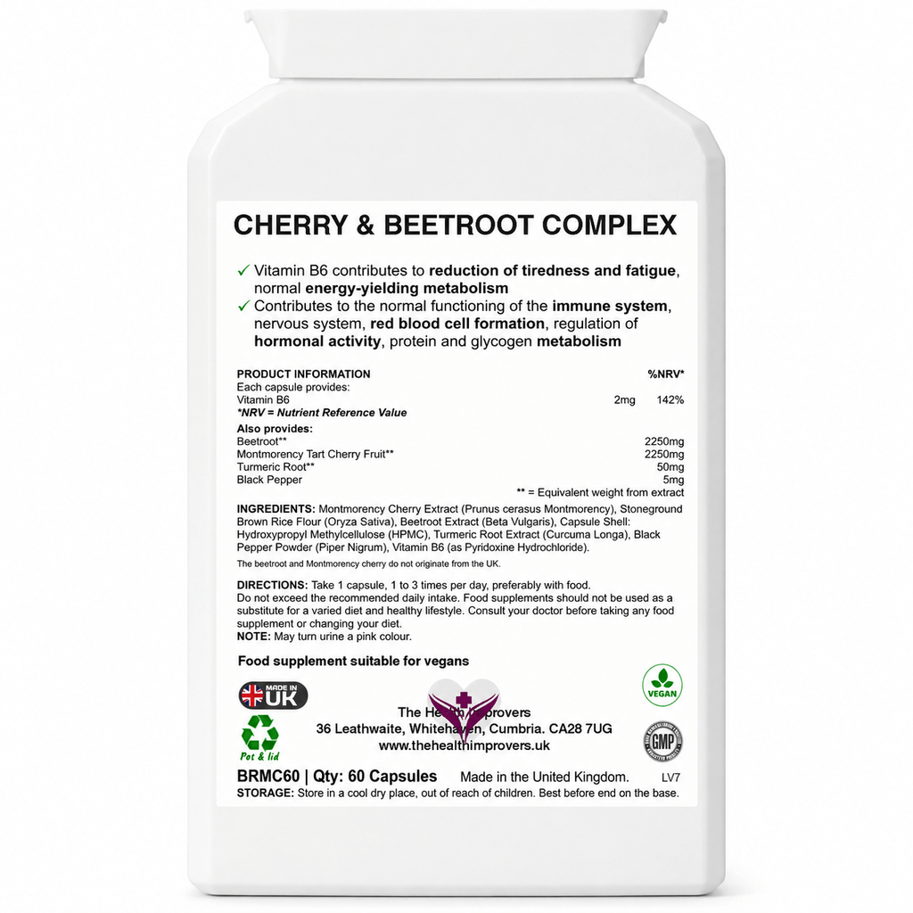 Cherry & Beetroot Complex supplement facts and ingredients panel