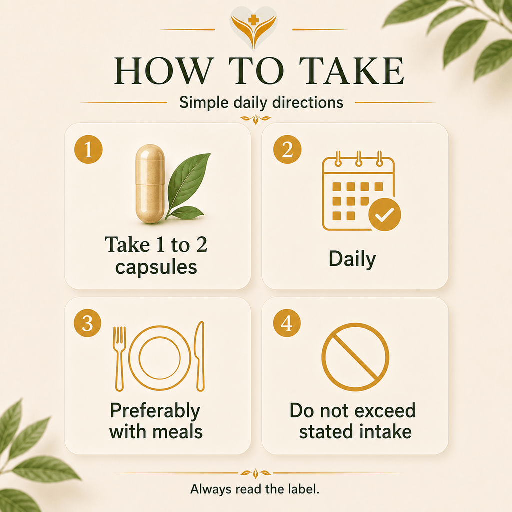 How to take Collagen Beauty Complex, one to two capsules daily with a meal