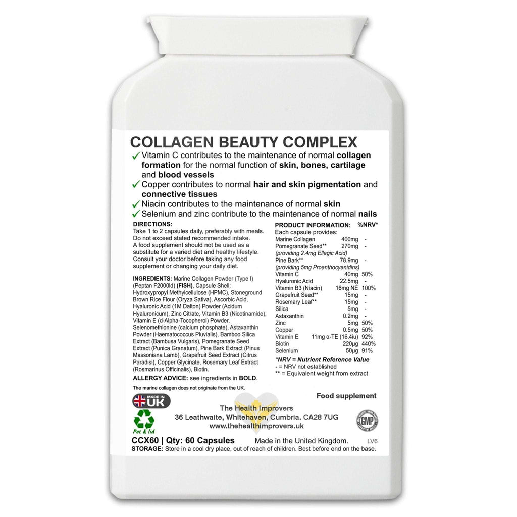Collagen Beauty Complex Supplement with Hyaluronic Acid | Made in UK | - The Health Improvers