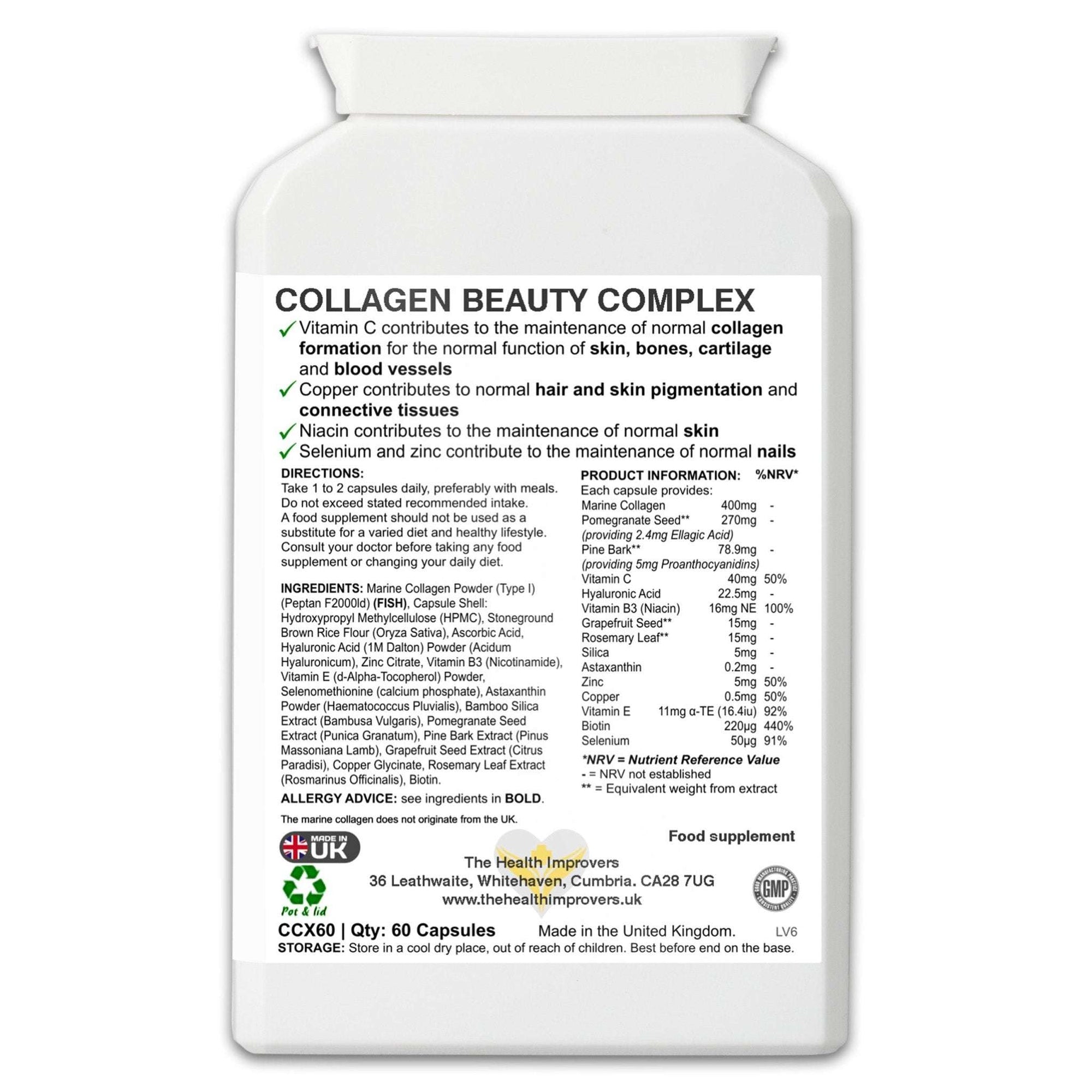 Collagen Beauty Complex Supplement with Hyaluronic Acid | Made in UK | - The Health Improvers