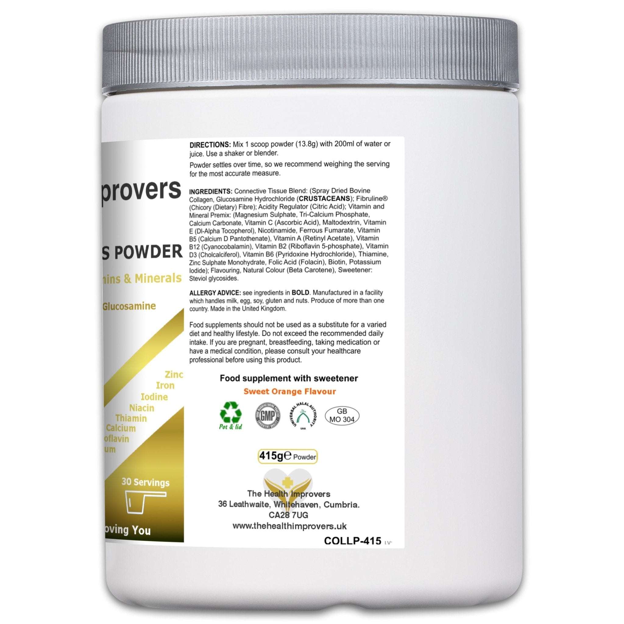 Collagen Peptides Powder Drink Mix | 10,000mg Hydrolysed Collagen | 800mg Glucosamine HCL | - The Health Improvers