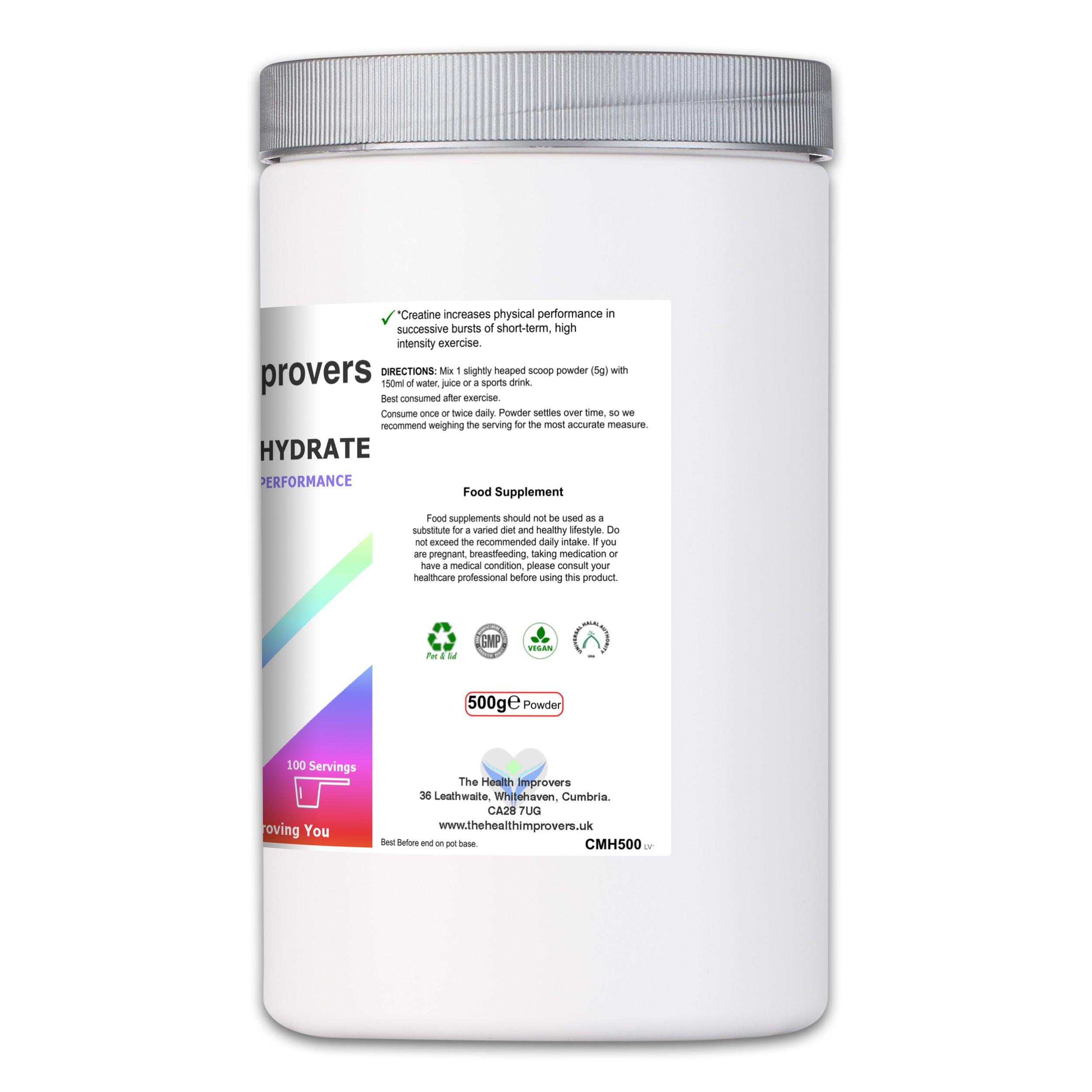 Creatine Monohydrate Drink Mix | 100 Servings | 5g Per Serving | The Health Improvers