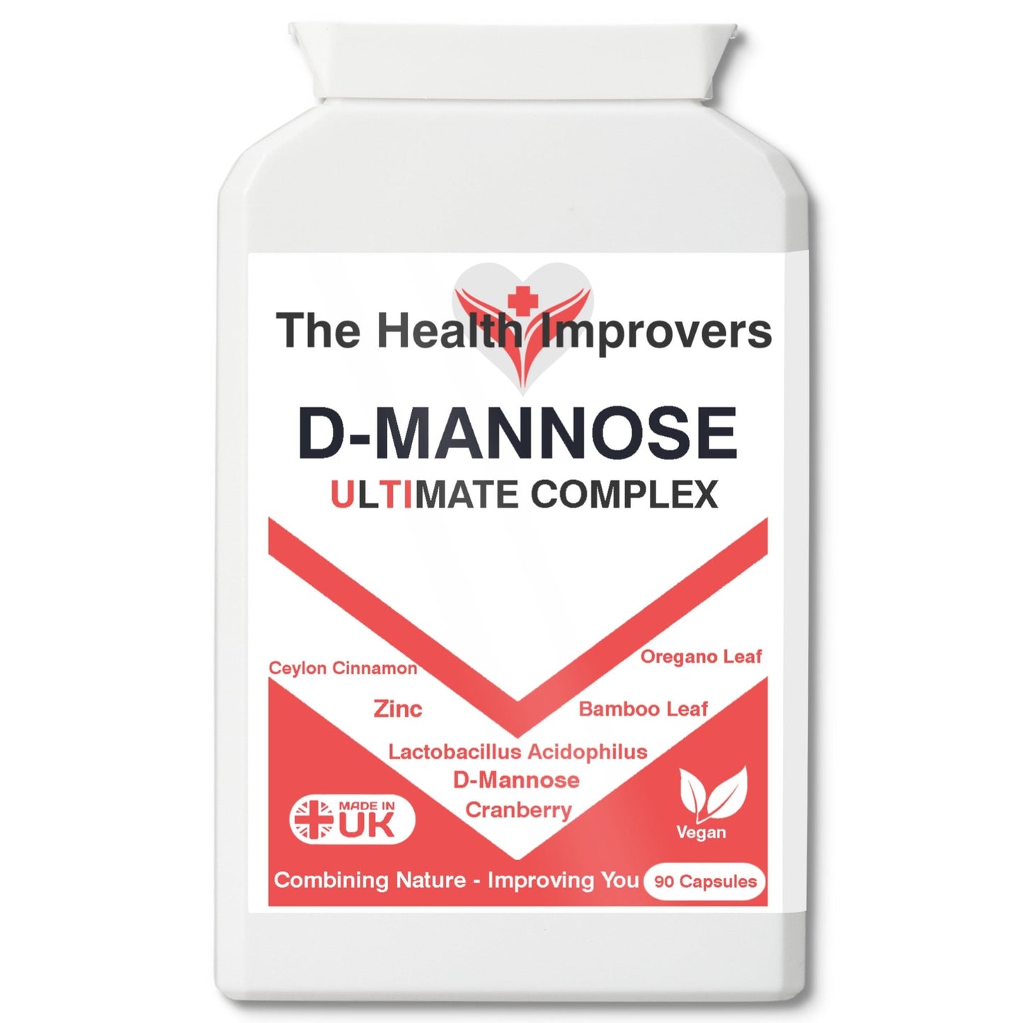 D - Mannose Ultimate Complex for UTIs in Women, with Cranberry, Lactobacillus Acidophilus, Zinc, Cinnamon, Oregano and Bamboo Leaf Tablets Capsules - The Health Improvers