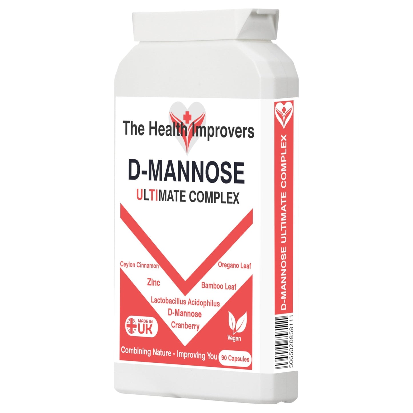 D - Mannose Ultimate Complex for UTIs in Women, with Cranberry, Lactobacillus Acidophilus, Zinc, Cinnamon, Oregano and Bamboo Leaf Tablets Capsules - The Health Improvers