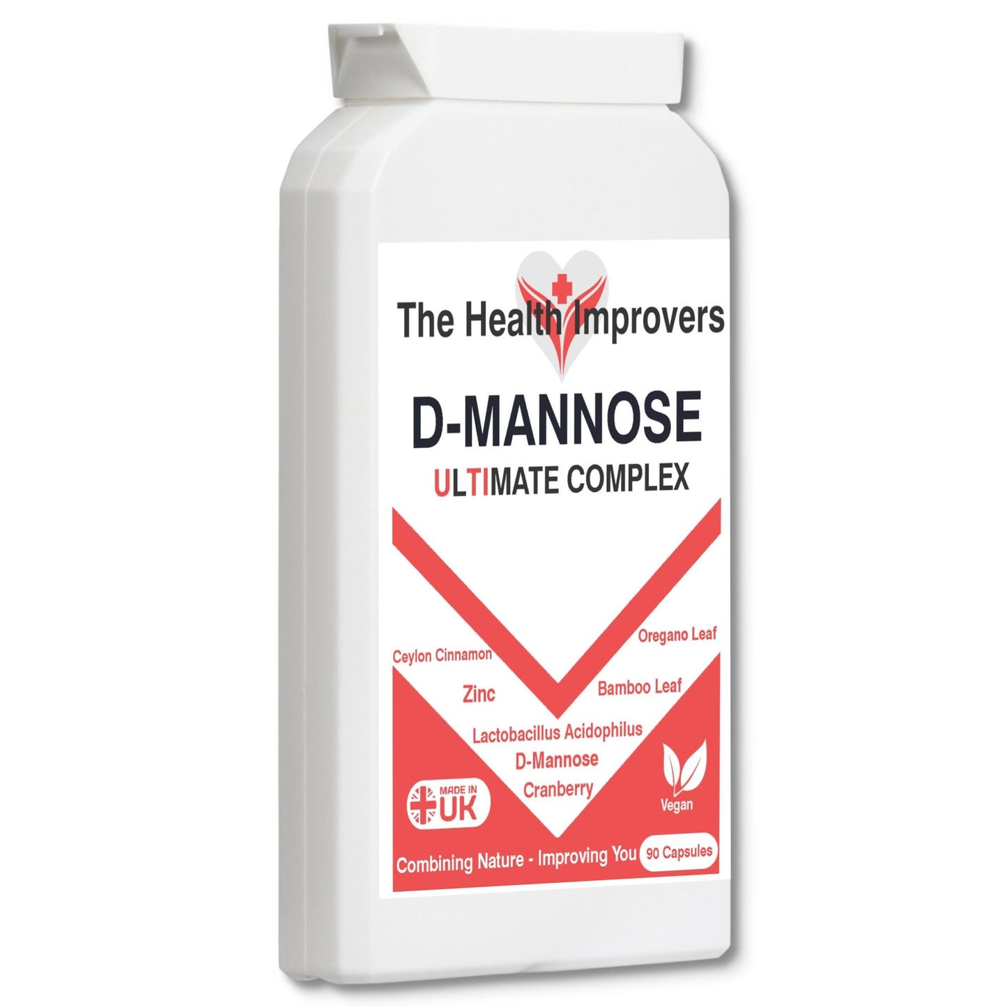 D - Mannose Ultimate Complex for UTIs in Women, with Cranberry, Lactobacillus Acidophilus, Zinc, Cinnamon, Oregano and Bamboo Leaf Tablets Capsules - The Health Improvers