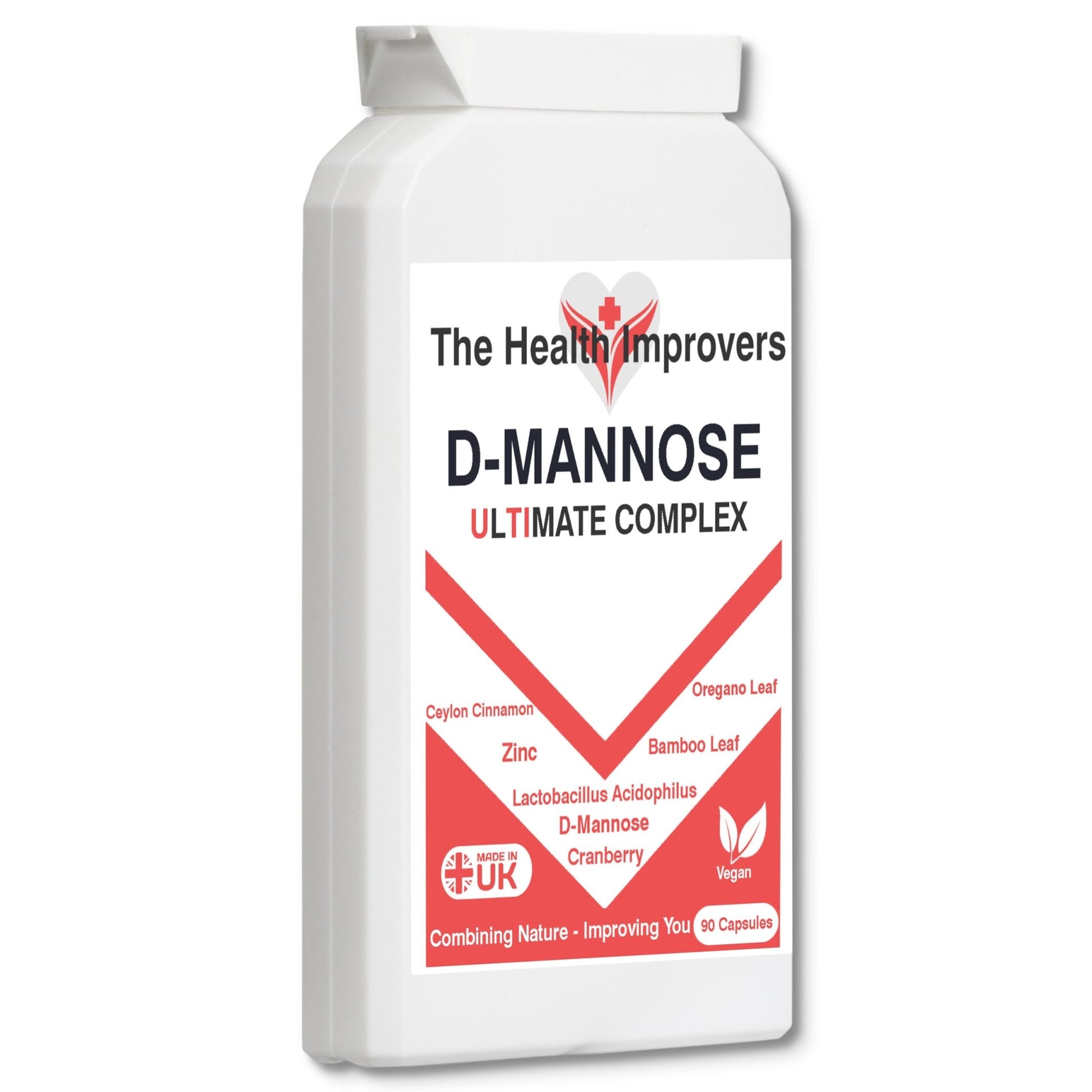 D - Mannose Ultimate Complex for UTIs in Women, with Cranberry, Lactobacillus Acidophilus, Zinc, Cinnamon, Oregano and Bamboo Leaf Tablets Capsules - The Health Improvers