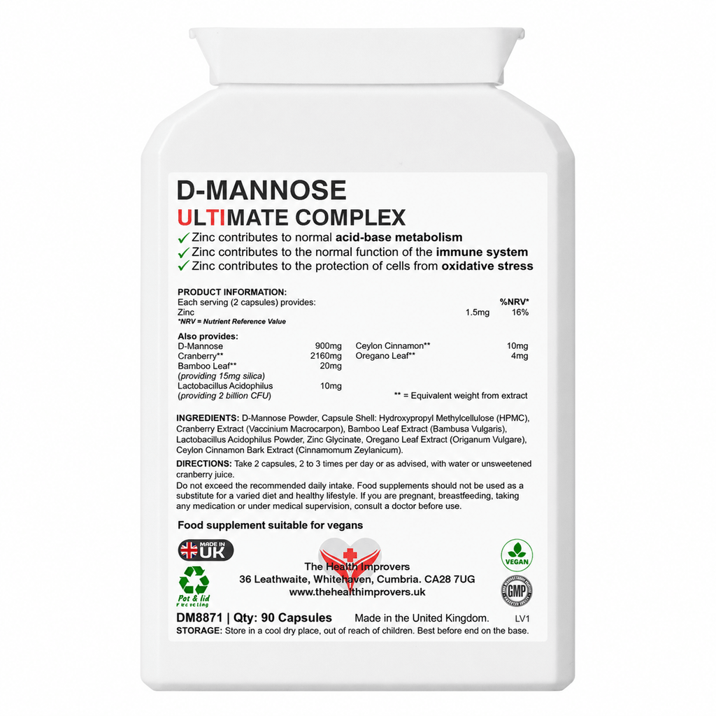 D-Mannose Ultimate Complex supplement facts and ingredients panel