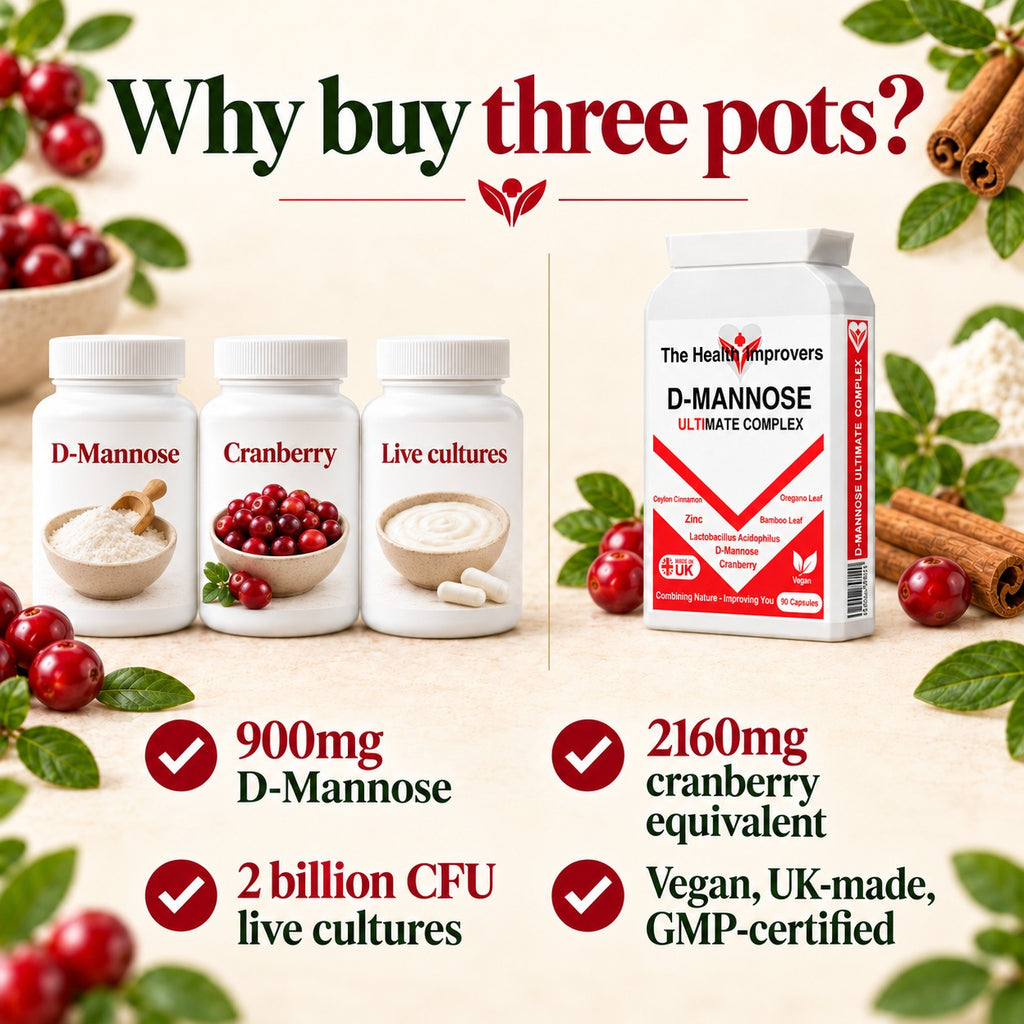 Why buy three pots? D-Mannose Ultimate Complex compared with buying D-Mannose, cranberry and live cultures separately