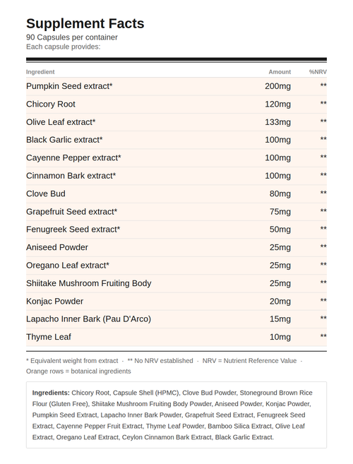 Deep Para Cleanse - front of bottle - UK made vegan supplement