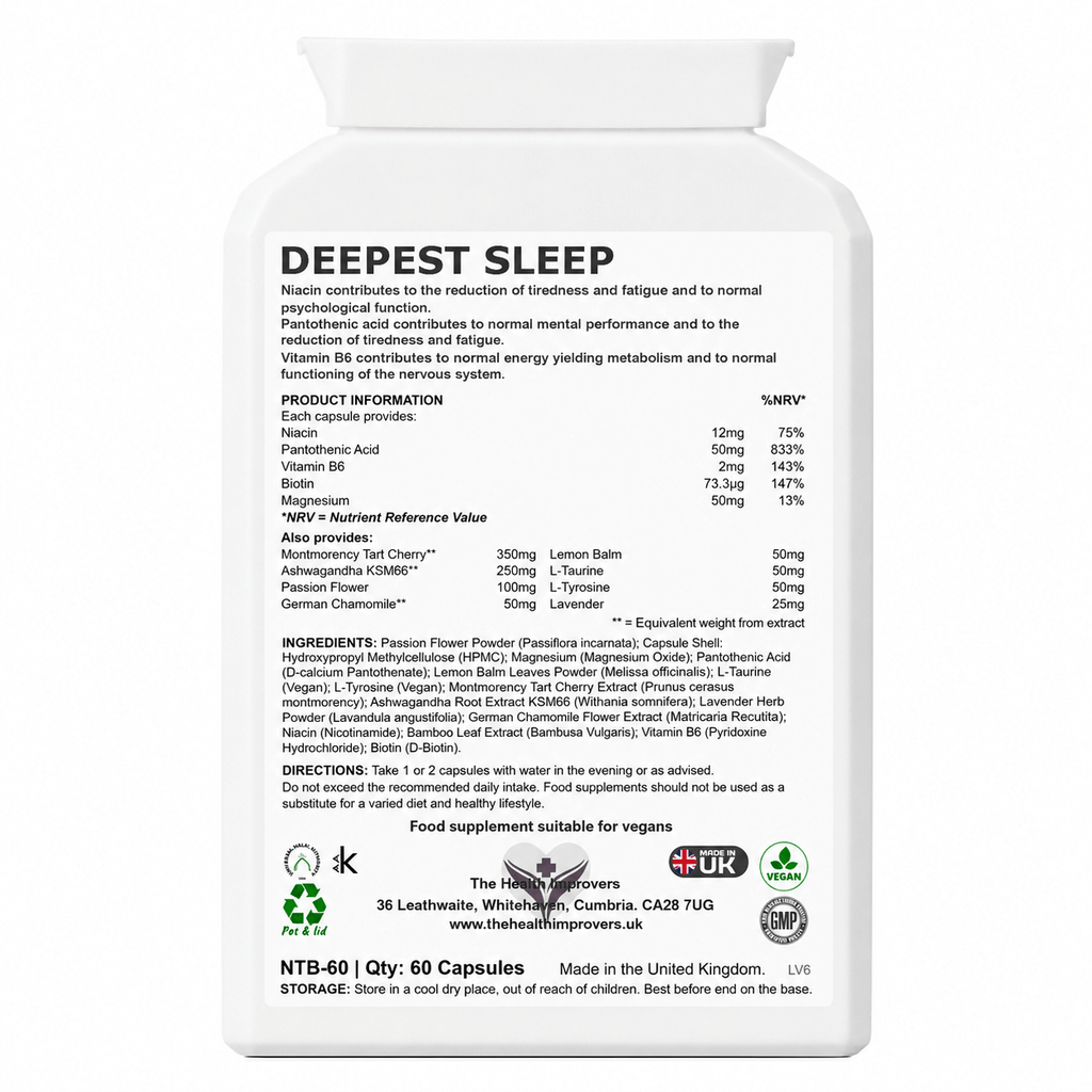 Deepest Sleep full ingredients and directions panel