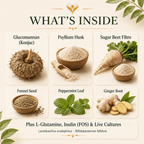 What is inside Fibre&More, glucomannan (konjac), psyllium husk, sugar beet fibre, inulin and live cultures