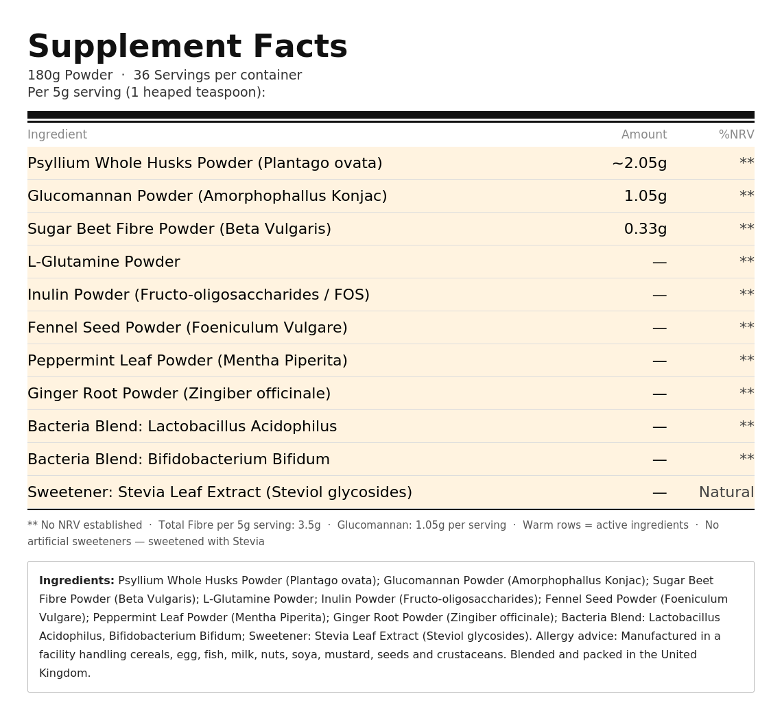 High-Fibre Bowel Blend - front of bottle - UK made vegan supplement