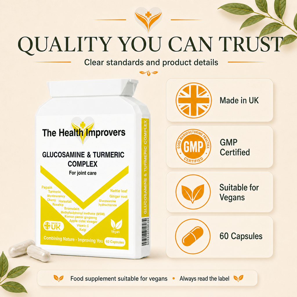 Glucosamine & Turmeric Complex quality standards, UK made and GMP certified