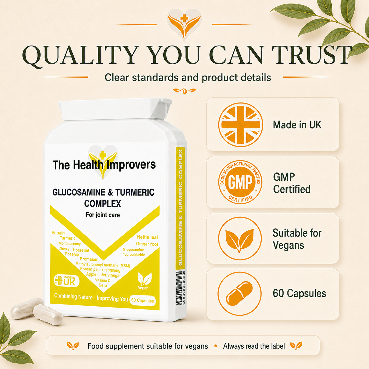 Glucosamine & Turmeric Complex quality standards, UK made and GMP certified