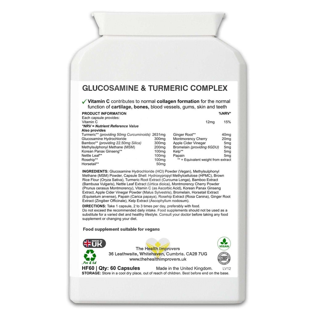 Glucosamine & Turmeric Complex Supplement | Vegan | - The Health Improvers