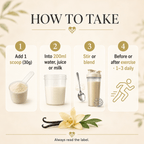 How to make a grass-fed vanilla whey protein shake, one scoop in water, juice or milk