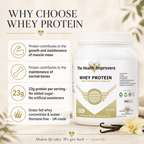 Why choose grass-fed vanilla whey protein, 23g protein, no added sugar, supports muscle and bone maintenance