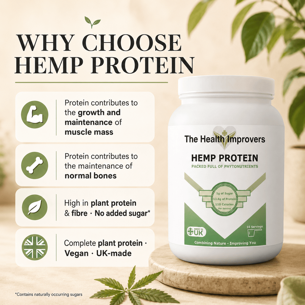 Why choose Hemp Protein, protein contributes to the growth and maintenance of muscle mass and the maintenance of normal bones, a complete vegan protein with all nine essential amino acids