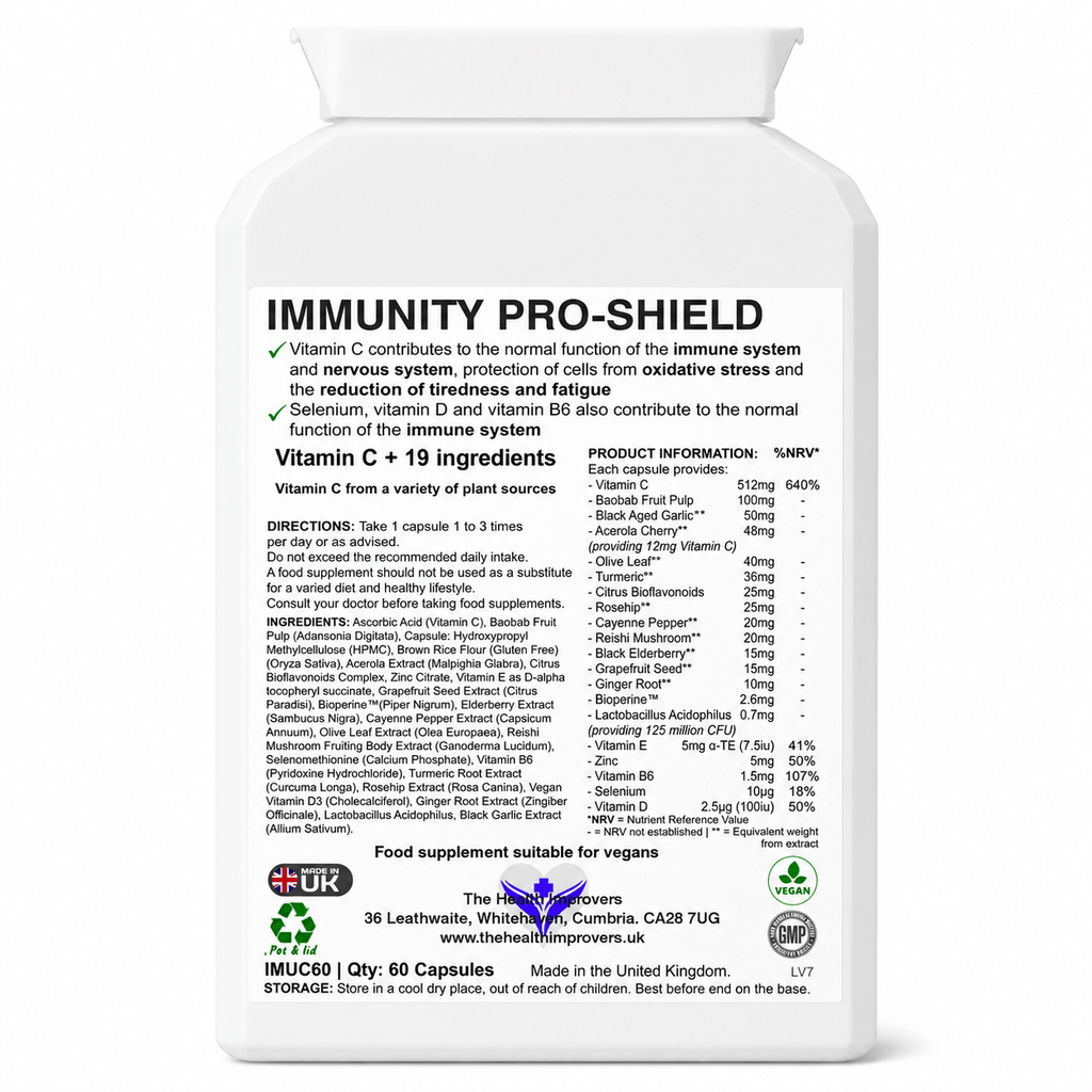 Immunity Pro-Shield supplement facts and ingredients panel