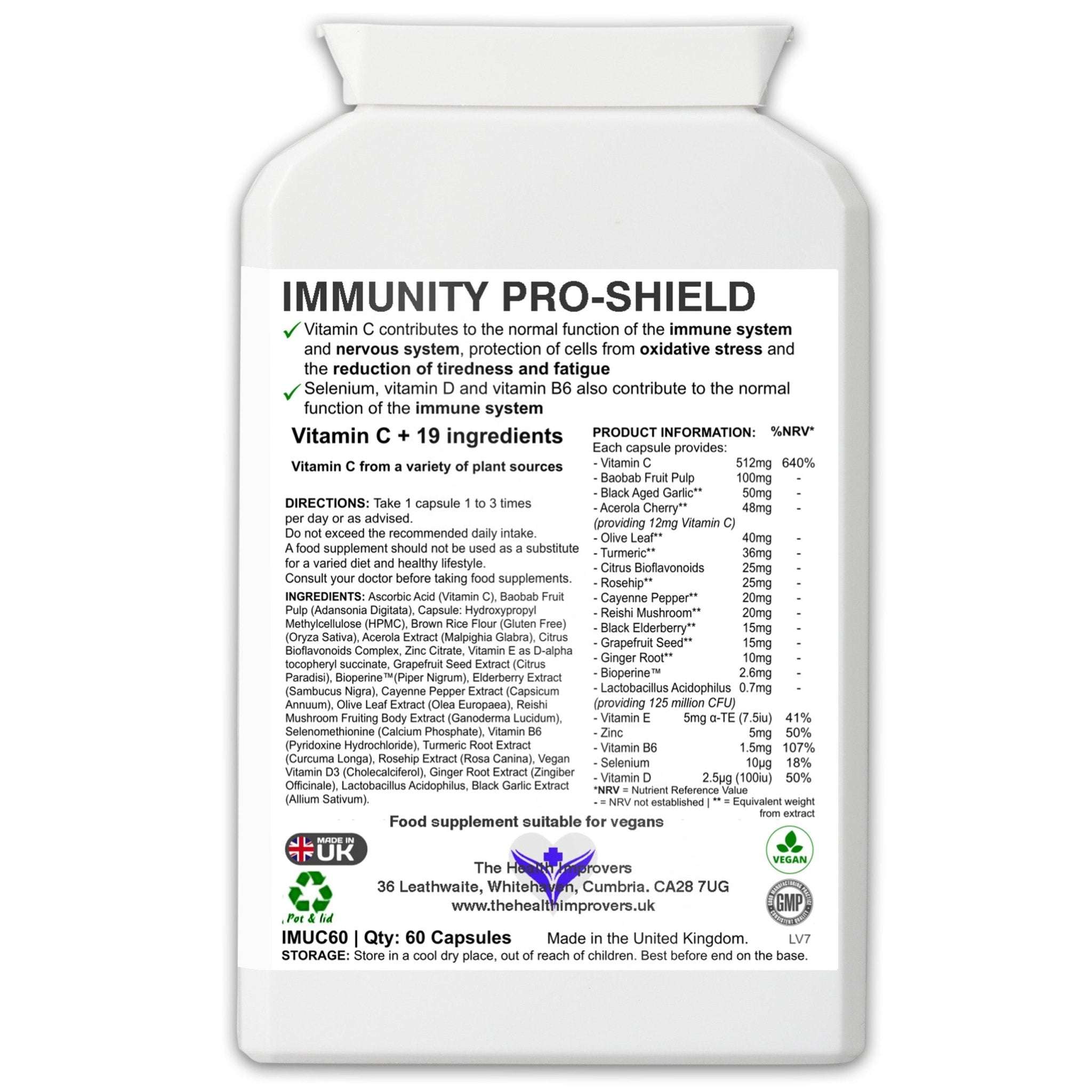 Immunity Pro - Shield Supplement | for Normal Function of the Immune System | Vegan - The Health Improvers