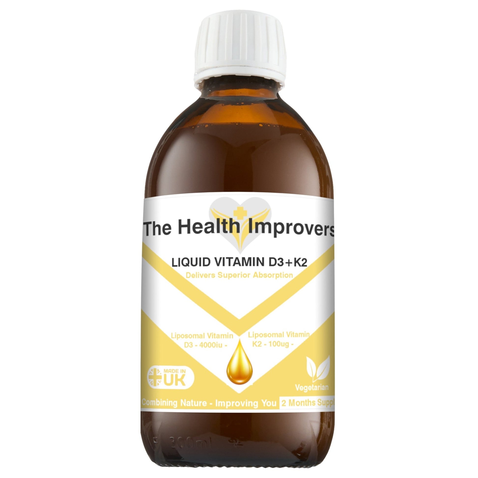 Liposomal Liquid Vitamin D3 + K2 for Immune System, Muscles, Bones & Teeth - The Health Improvers