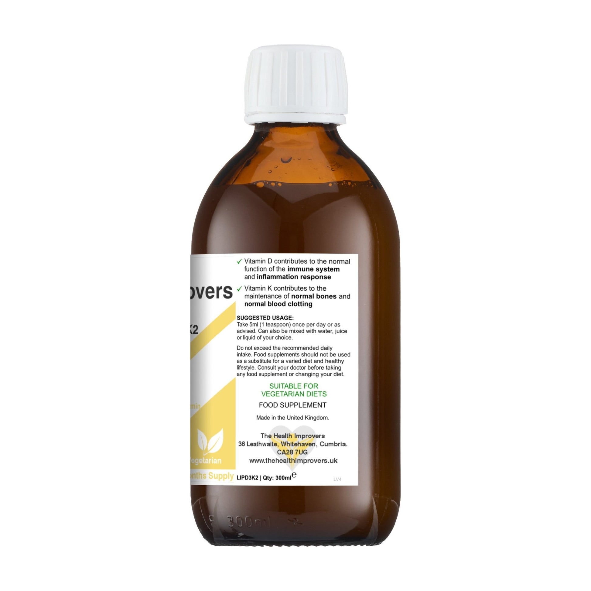 Liposomal Liquid Vitamin D3 + K2 for Immune System, Muscles, Bones & Teeth - The Health Improvers