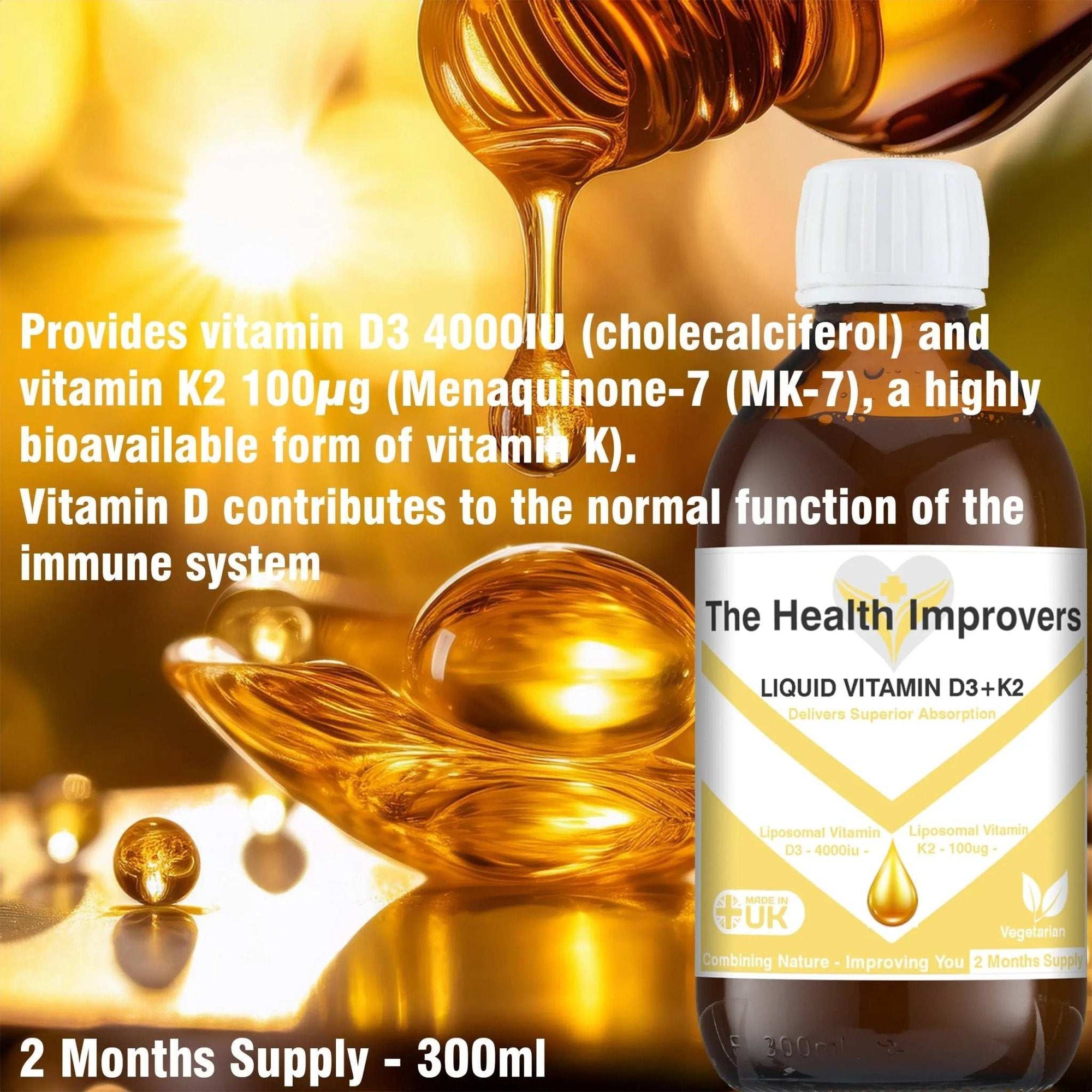 Liposomal Liquid Vitamin D3 + K2 Supplement | Optimal Absorption | - The Health Improvers
