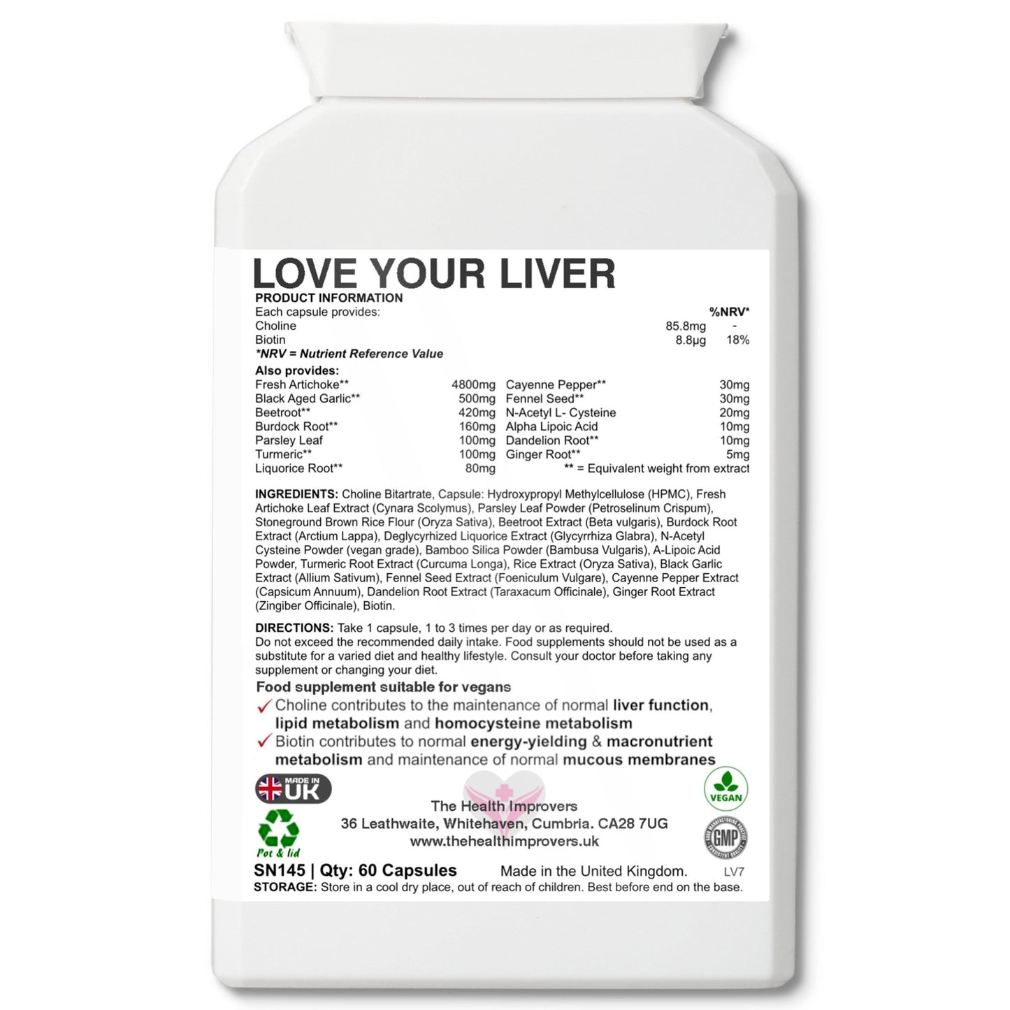 Liver Cleanse Detox & Repair Capsules with Artichoke Cayenne Biotin Supplements - The Health Improvers