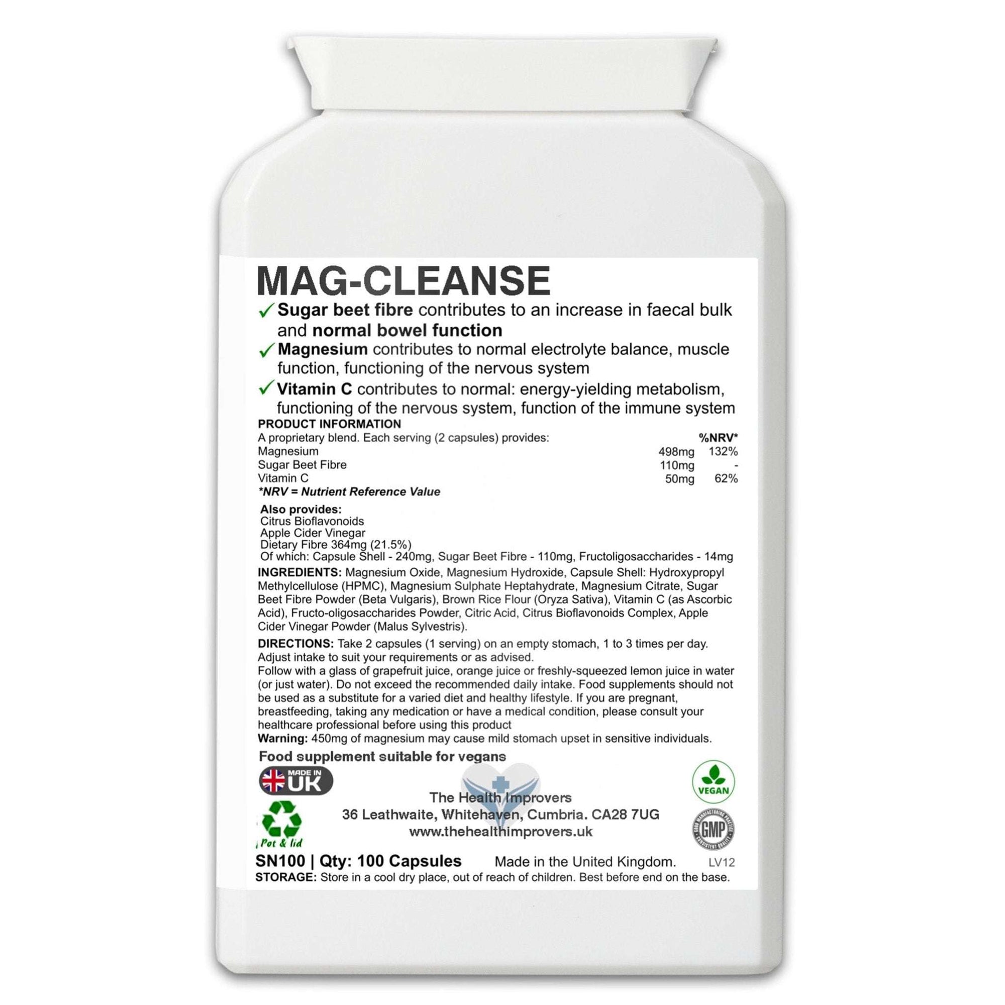Mag - Cleanse | Magnesium Supplement | 4 Types of Magnesium | Digestive Regularity - The Health Improvers