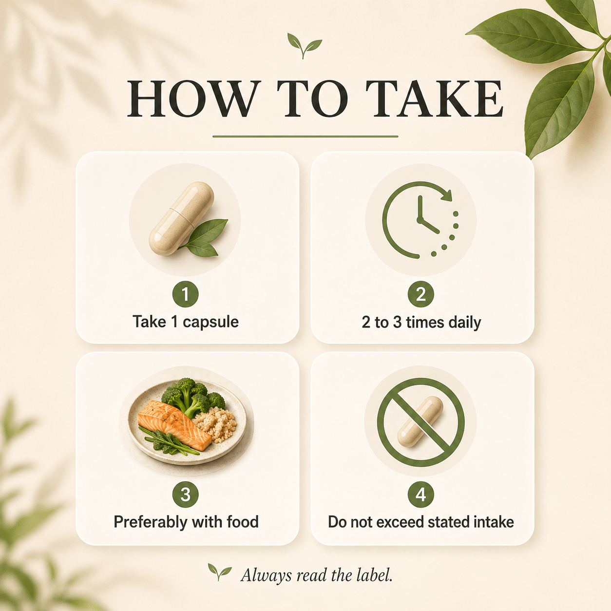 How to take Meno Support Complex, one capsule daily with water