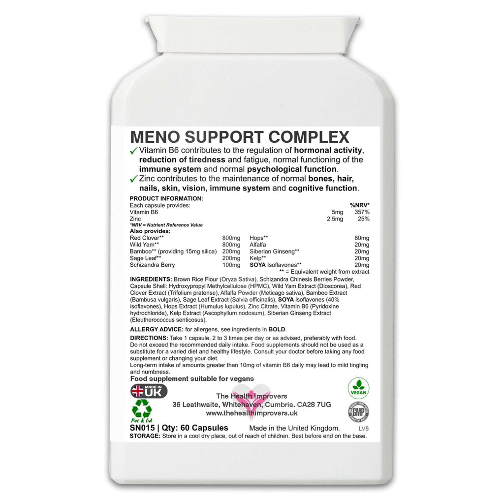 Meno Support Complex Supplement | PMS Hormonal Imbalance | Red Clover & Wild Yam - The Health Improvers